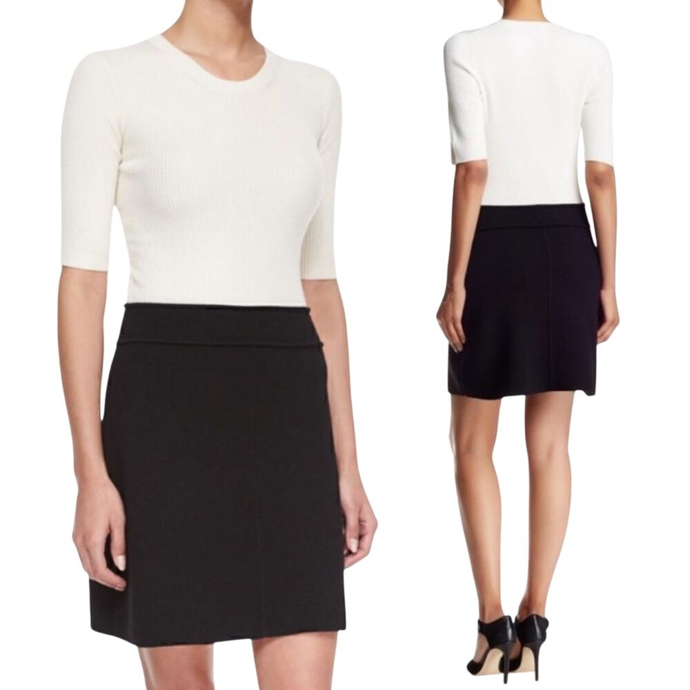 Theory Lexianna Mini Dress Wool Blend Fit & Flare Sweater Dress Rib Knit Small